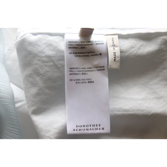 Dorothee Schumacher Womens 4 Large US8 White Blue Blouse Colorblock Silk Tie Top - Picture 6 of 9